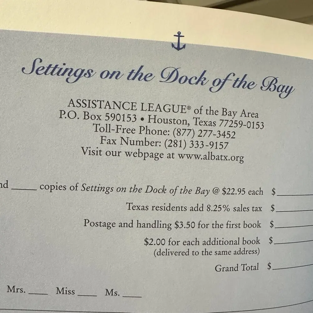 Settings on the Dock of the‎ Bay Vintage Cookbook Hardback